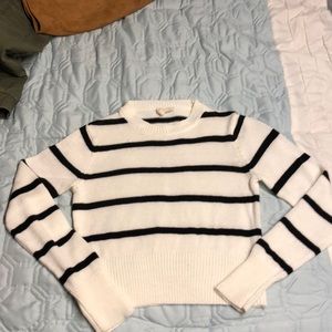 Black and White cropped striped sweater